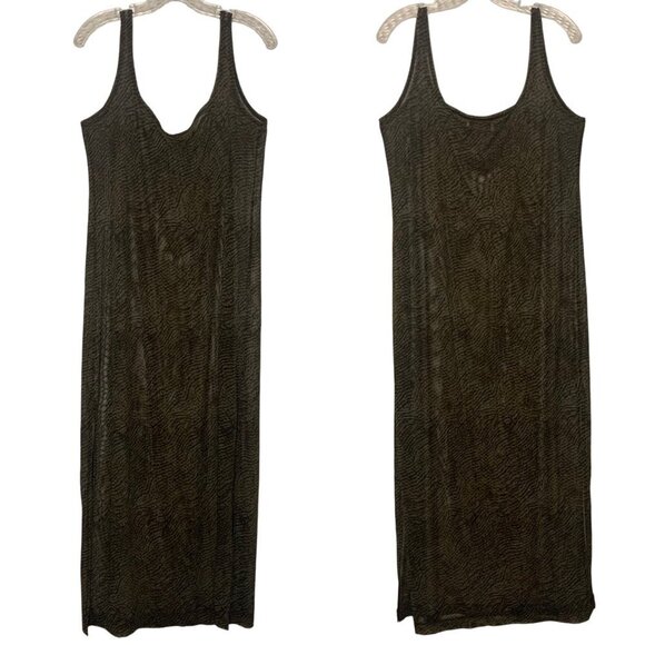 Anne Klein Sleeveless Sheer Black & Brown Maxi Dress Cover Up - Picture 1 of 8